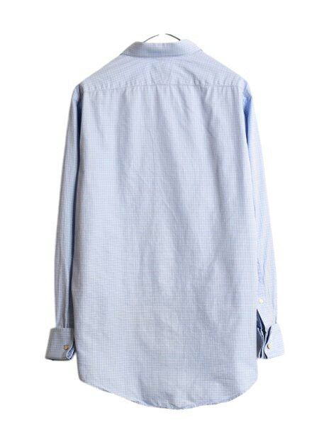USA製 ブルックスブラザーズ チェック 長袖 シャツ メンズ M 程/ Brooks Brothers ワイシャツ ドレス 長袖シャツ コットン ダブルカフス 青