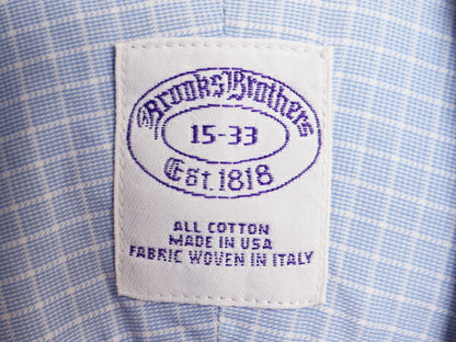 USA製 ブルックスブラザーズ チェック 長袖 シャツ メンズ M 程/ Brooks Brothers ワイシャツ ドレス 長袖シャツ コットン ダブルカフス 青
