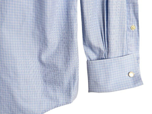 USA製 ブルックスブラザーズ チェック 長袖 シャツ メンズ M 程/ Brooks Brothers ワイシャツ ドレス 長袖シャツ コットン ダブルカフス 青