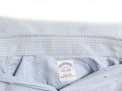 USA製 ブルックスブラザーズ チェック 長袖 シャツ メンズ M 程/ Brooks Brothers ワイシャツ ドレス 長袖シャツ コットン ダブルカフス 青