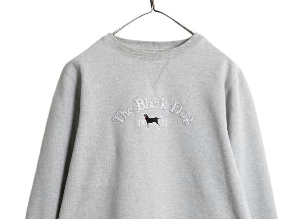00s The Black Dog ドッグ 刺繍 スウェット メンズ レディース S / 古着 00年代 オールド ヘビーウェイト トレーナー 犬 裏起毛 前V グレー