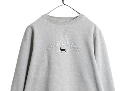 00s The Black Dog ドッグ 刺繍 スウェット メンズ レディース S / 古着 00年代 オールド ヘビーウェイト トレーナー 犬 裏起毛 前V グレー