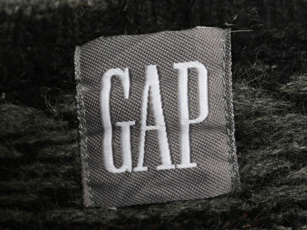 90s OLD GAP ウール ニット セーター メンズ L オールド ギャップ ノルディック 総柄 ヘビーウェイト ツートン ブラック バーズアイ 黒 灰