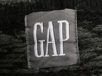 90s OLD GAP ウール ニット セーター メンズ L オールド ギャップ ノルディック 総柄 ヘビーウェイト ツートン ブラック バーズアイ 黒 灰