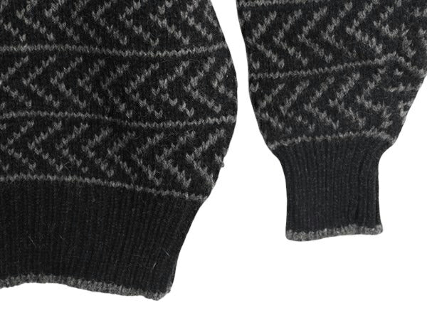 90s OLD GAP ウール ニット セーター メンズ L オールド ギャップ ノルディック 総柄 ヘビーウェイト ツートン ブラック バーズアイ 黒 灰