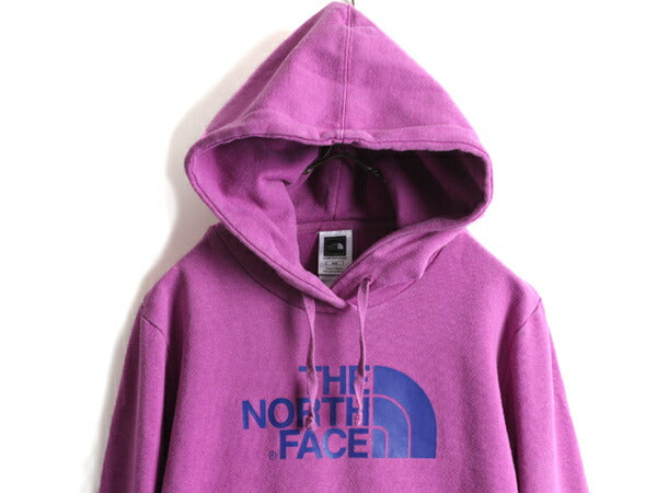 ■ ノースフェイス プリント スウェット フード パーカー ( レディース M ) The North Face プルオーバー トレーナー スエット 裏起毛 紫