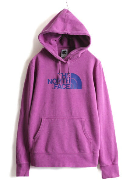 ■ ノースフェイス プリント スウェット フード パーカー ( レディース M ) The North Face プルオーバー トレーナー スエット 裏起毛 紫