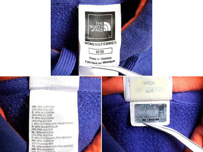 ■ ノースフェイス 2トーン プリント スウェット フード パーカー ( レディース M ) 古着 The North Face プルオーバー 裏起毛 パープル 紫