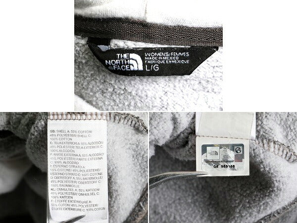 ■ ノースフェイス 2トーン プリント スウェット フード パーカー レディース L / 古着 The North Face プルオーバー 裏起毛 霜降りグレー