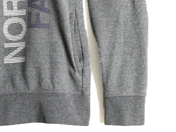 ■ ノースフェイス 2トーン プリント スウェット フード パーカー レディース L / 古着 The North Face プルオーバー 裏起毛 霜降りグレー