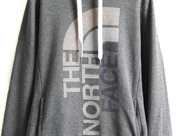 ■ ノースフェイス 2トーン プリント スウェット フード パーカー レディース L / 古着 The North Face プルオーバー 裏起毛 霜降りグレー