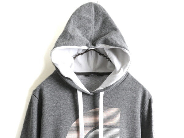 ■ ノースフェイス 2トーン プリント スウェット フード パーカー レディース L / 古着 The North Face プルオーバー 裏起毛 霜降りグレー