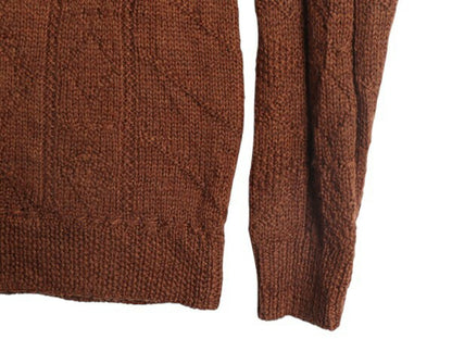 90s J CREW ケーブル ニット セーター メンズ M / 古着 オールド 巨人タグ ウール 無地 フィッシャーマン アラン クルーネック ローゲージ
