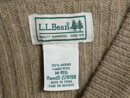 エルエルビーン ヘンリーネック コマンド ニット セーター メンズ M 古着 アウトドア リブ編み メリノ ラム ウール LLBEAN ベージュ 無地