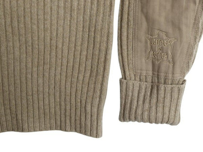 エルエルビーン ヘンリーネック コマンド ニット セーター メンズ M 古着 アウトドア リブ編み メリノ ラム ウール LLBEAN ベージュ 無地