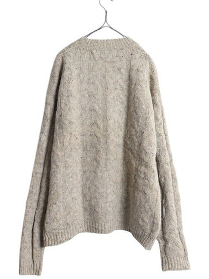 90s OLD GAP ウール ケーブル ニット セーター メンズ M / 古着 オールド ギャップ 旧タグ Vネック フィッシャーマン アラン ネップ 無地