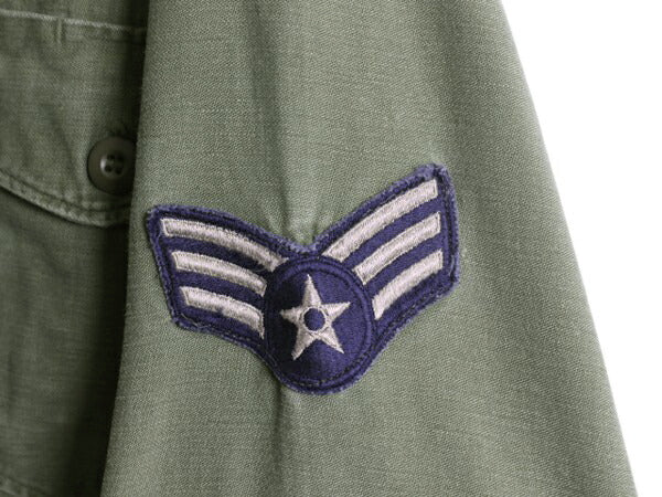 70s 米軍実物 USAF コットン サテン ユーティリティ シャツ メンズ M 古着 ヴィンテージ ミリタリー エアフォース 軍物 OG107 シャツ袖 3rd