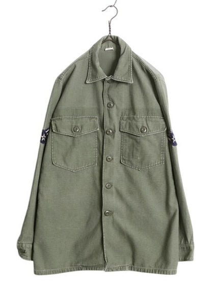 70s 米軍実物 USAF コットン サテン ユーティリティ シャツ メンズ M 古着 ヴィンテージ ミリタリー エアフォース 軍物 OG107 シャツ袖 3rd