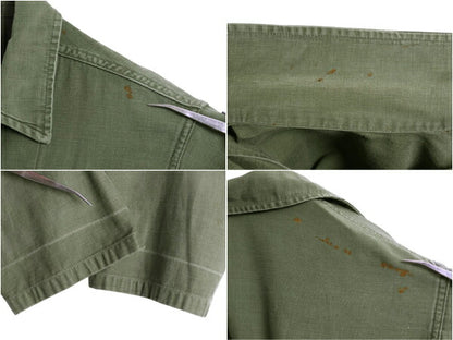 50s 米軍実物 US ARMY コットン サテン ユーティリティ シャツ メンズ M / ヴィンテージ ミリタリー 筒袖 1st 初期 OG107 フルパッチ 軍物