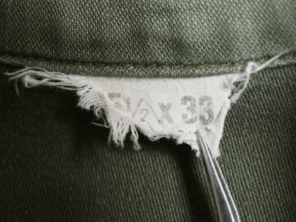 70s 米軍実物 US ARMY コットン サテン ユーティリティ シャツ メンズ M 程 ヴィンテージ ミリタリー 陸軍 軍物 OG107 シャツ袖 3rd カーキ