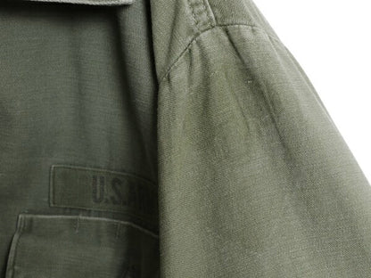 70s 米軍実物 US ARMY コットン サテン ユーティリティ シャツ メンズ M 程 ヴィンテージ ミリタリー 陸軍 軍物 OG107 シャツ袖 3rd カーキ