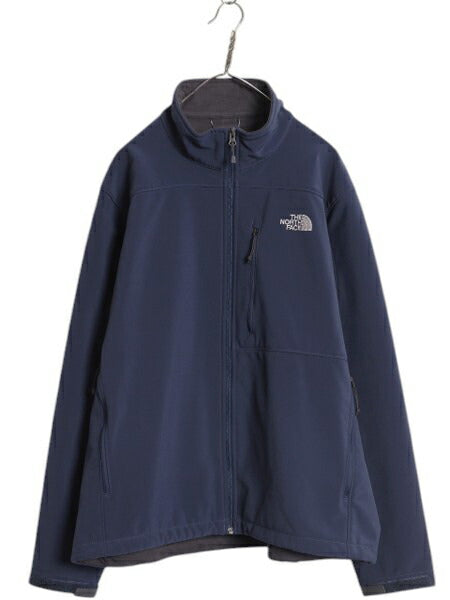 US企画 ノースフェイス APEX ソフトシェル ジャケット メンズ XL / 裏 フリース アウトドア ジャンパー フルジップ 大きいサイズ ネイビー