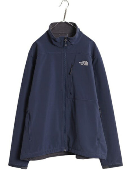 US企画 ノースフェイス APEX ソフトシェル ジャケット メンズ XL / 裏 フリース アウトドア ジャンパー フルジップ 大きいサイズ ネイビー