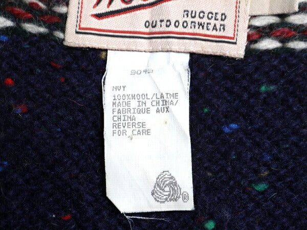 90s ウールリッチ ノルディック ウール ニット セーター メンズ L / 古着 オールド Woolrich バーズアイ 総柄 ネップ Vネック マルチカラー