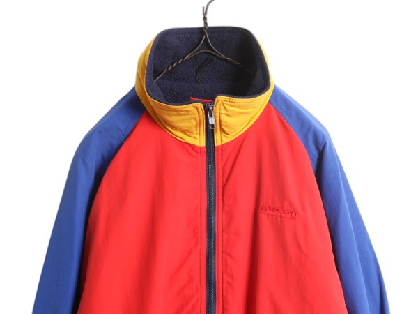 90s USA製 ランズエンド スコール ジャケット レディース L メンズ M 程 古着 ナイロン 中綿 フリース ライナー付き ジャンパー クレイジー
