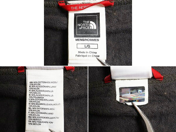ノースフェイス ハーフジップ ニット セーター メンズ L 古着 The North Face アウトドア コットン ウール プルオーバー ハイネック カーキ