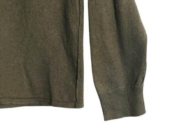 ノースフェイス ハーフジップ ニット セーター メンズ L 古着 The North Face アウトドア コットン ウール プルオーバー ハイネック カーキ