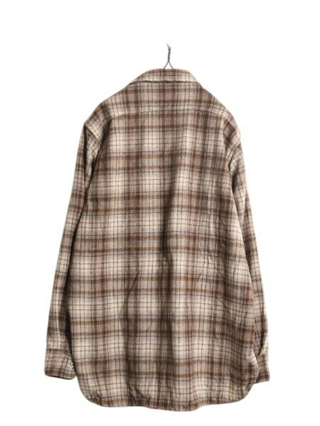 70s USA製 ウールリッチ チェック 長袖 ウール シャツ メンズ L 古着 ヴィンテージ 白タグ WOOLRICH 長袖シャツ ポケット付き マルチカラー