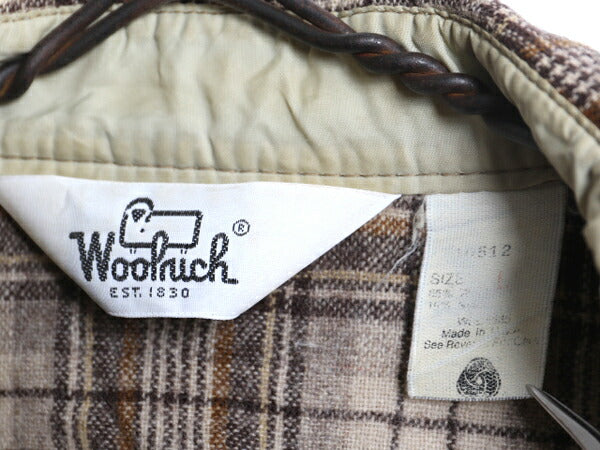 70s USA製 ウールリッチ チェック 長袖 ウール シャツ メンズ L 古着 ヴィンテージ 白タグ WOOLRICH 長袖シャツ ポケット付き マルチカラー