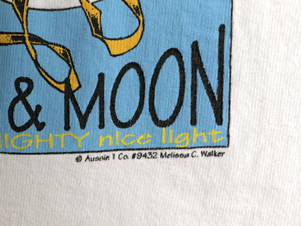 90s USA製 SUN&MOON アート イラスト 両面 プリント Tシャツ メンズ M / オールド グラフィック シングルステッチ ヘビーウェイト ホワイト