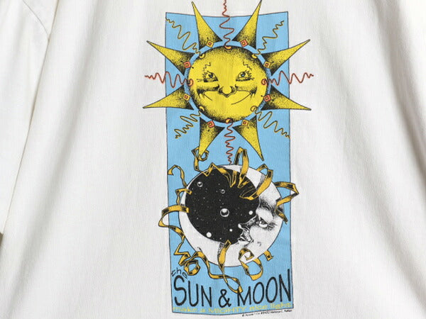 90s USA製 SUN&MOON アート イラスト 両面 プリント Tシャツ メンズ M / オールド グラフィック シングルステッチ ヘビーウェイト ホワイト