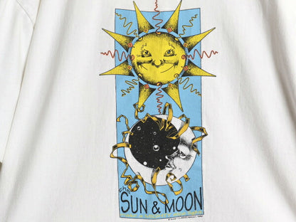 90s USA製 SUN&MOON アート イラスト 両面 プリント Tシャツ メンズ M / オールド グラフィック シングルステッチ ヘビーウェイト ホワイト