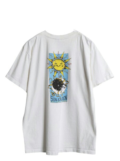 90s USA製 SUN&MOON アート イラスト 両面 プリント Tシャツ メンズ M / オールド グラフィック シングルステッチ ヘビーウェイト ホワイト