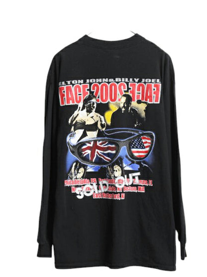 00s ビリージョエル エルトンジョン ツアー 両面 プリント 長袖 Tシャツ メンズ XL / フォト ロンT ロングスリーブ ブラック 大きいサイズ