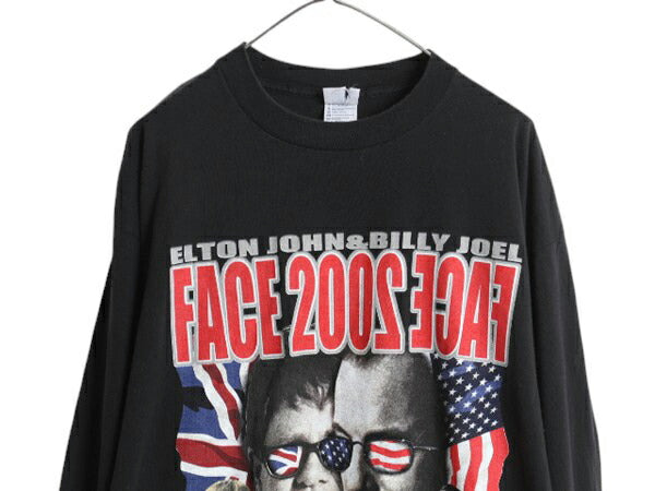 00s ビリージョエル エルトンジョン ツアー 両面 プリント 長袖 Tシャツ メンズ XL / フォト ロンT ロングスリーブ ブラック 大きいサイズ