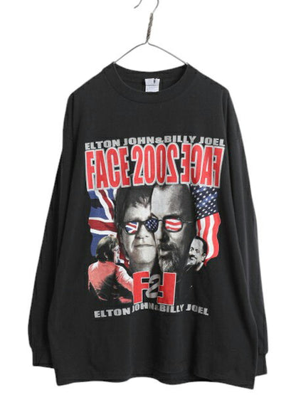 00s ビリージョエル エルトンジョン ツアー 両面 プリント 長袖 Tシャツ メンズ XL / フォト ロンT ロングスリーブ ブラック 大きいサイズ