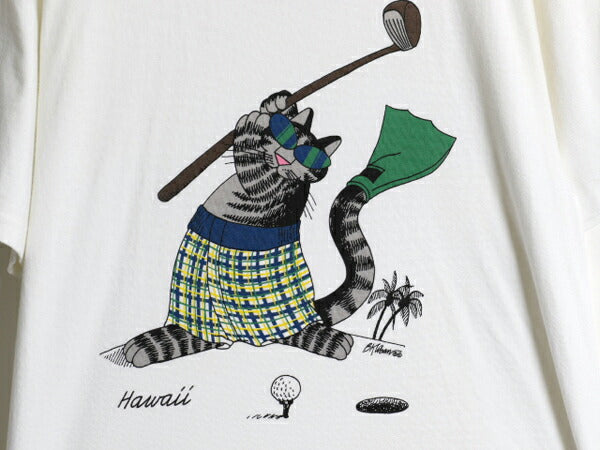 90s USA製 クリバンキャット イラスト 両面 プリント Tシャツ メンズ レディース M 古着 オールド ネコ キャラクター シングルステッチ 白