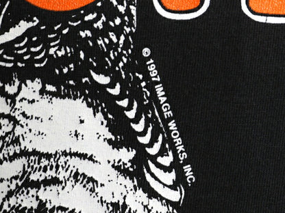90s HOOTERS 両面 プリント 半袖 Tシャツ メンズ XL オールド 企業 当時物 キャラクター イラスト シングルステッチ ブラック 大きいサイズ