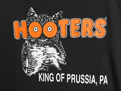 90s HOOTERS 両面 プリント 半袖 Tシャツ メンズ XL オールド 企業 当時物 キャラクター イラスト シングルステッチ ブラック 大きいサイズ