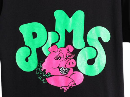 90s USA製 ブタ キャラクター イラスト 3面 プリント Tシャツ メンズ レディース S / オールド アニマル アート シングルステッチ ブラック