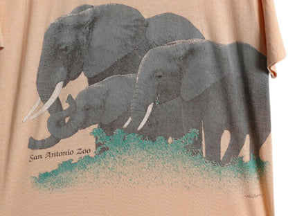 80s USA製 ゾウ アート イラスト プリント 半袖 Tシャツ メンズ レディース M / 古着 ヴィンテージ シングルステッチ カットソー アニマル