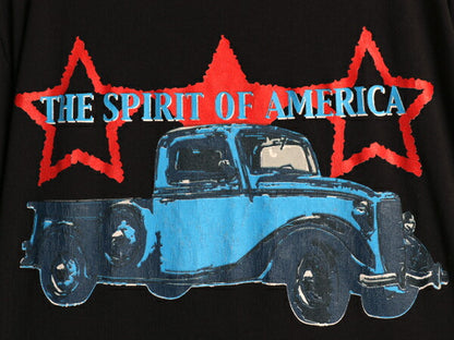 00s アメ車 アート イラスト プリント Tシャツ メンズ L オールド 旧車 自動車 グラフィック ピックアップ トラック カットソー  ブラック