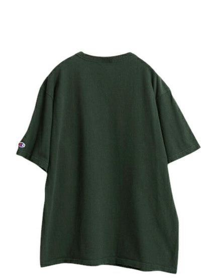 90s チャンピオン 半袖 Tシャツ メンズ L / 古着 オールド 100% コットン ヘビーウェイト ワンポイント 目付き スクリプト ロゴ カットソー