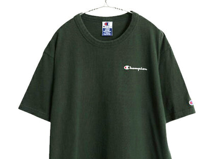 90s チャンピオン 半袖 Tシャツ メンズ L / 古着 オールド 100% コットン ヘビーウェイト ワンポイント 目付き スクリプト ロゴ カットソー