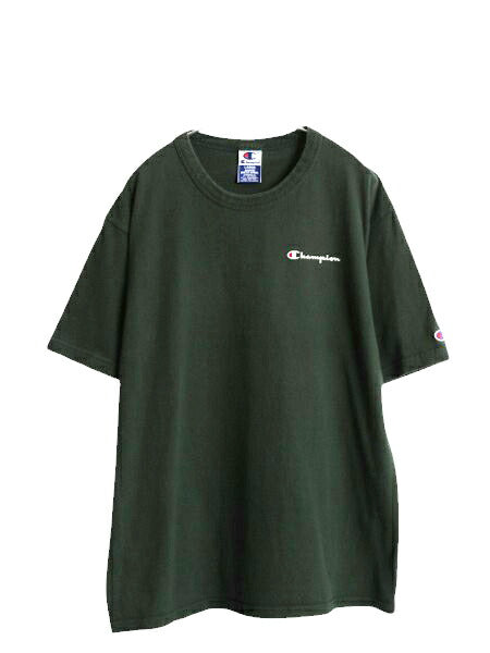 90s チャンピオン 半袖 Tシャツ メンズ L / 古着 オールド 100% コットン ヘビーウェイト ワンポイント 目付き スクリプト ロゴ カットソー
