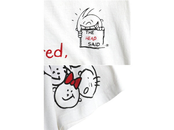 90s FREEZE キャラクター プリント Tシャツ メンズ L 古着 オールド アート イラスト グラフィック メッセージ シングルステッチ ホワイト